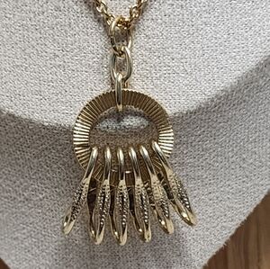 Avon Gold Textured Pendant Necklace